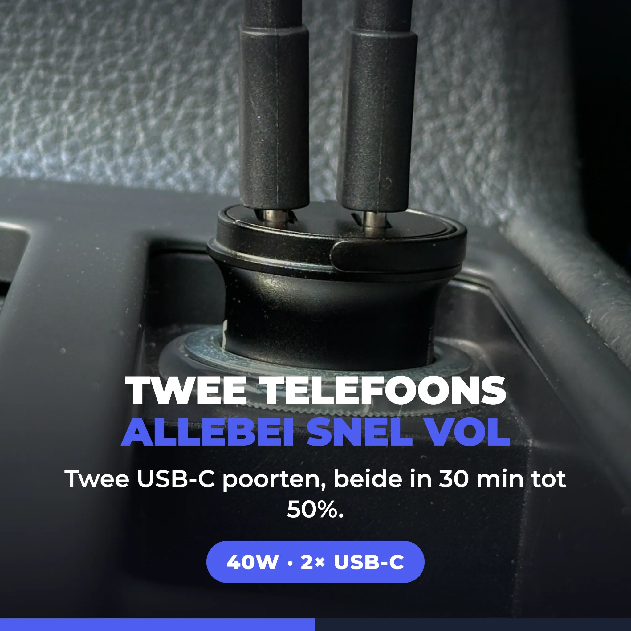 Wegman Autolader 40W Dual USB-C - Snellader